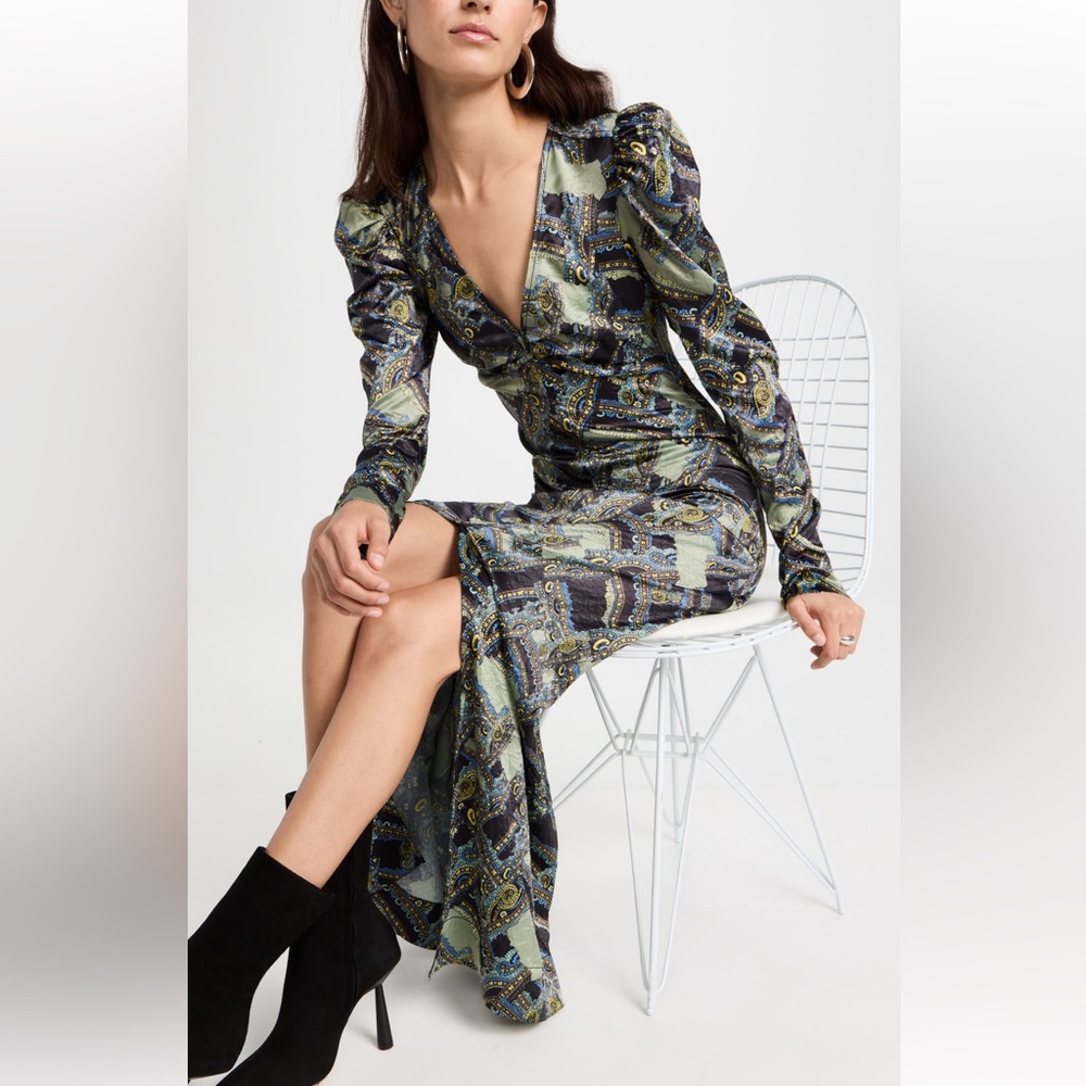 Ganni crinkled satin maxi dress